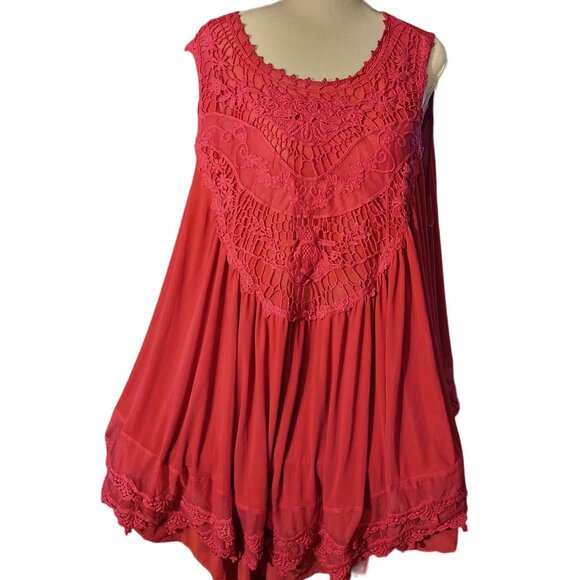 🎉HP🎉INDIGO THREAD LACE SLEEVELESS TOP-SIZE: 3XL-COLOR: MAGENTA-NEW - Picture 1 of 6